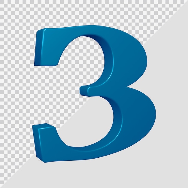 Número 3 en 3d render