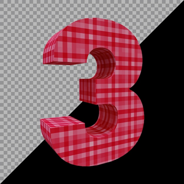 Número 3 en 3d render