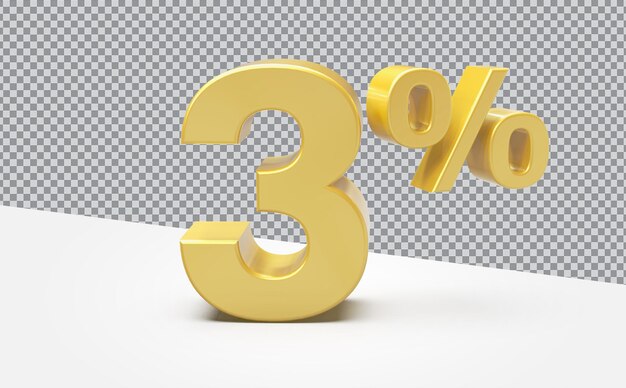Número 3 por ciento venta dorado