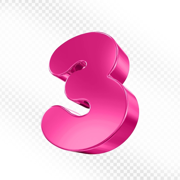 Número 3 de color rosa