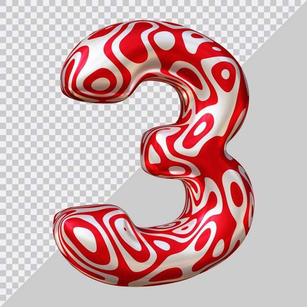 Numero 3 con stile moderno 3d