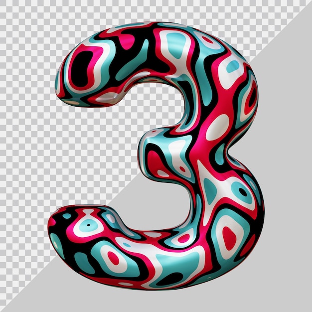 Numero 3 con stile moderno 3d