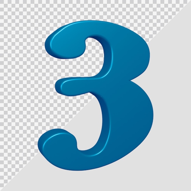 Número 3 em renderização 3D