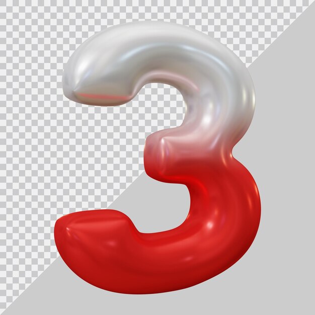 Número 3 con estilo moderno 3d