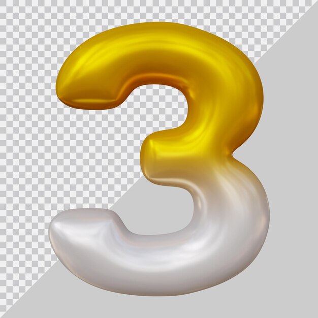 Número 3 con estilo moderno 3d