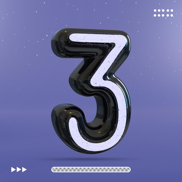 Número 3 estilo de render 3d
