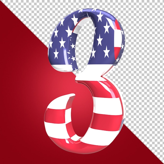 Número 3 EUA 3D