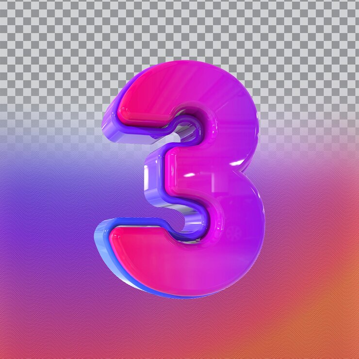 PSD numéro 3 gradient 3d render style luxe