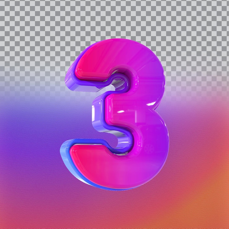 PSD numero 3 gradiente 3d rendering stile di lusso