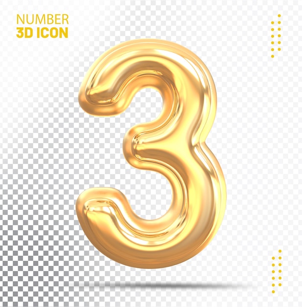 Numéro 3 luxe doré 3d