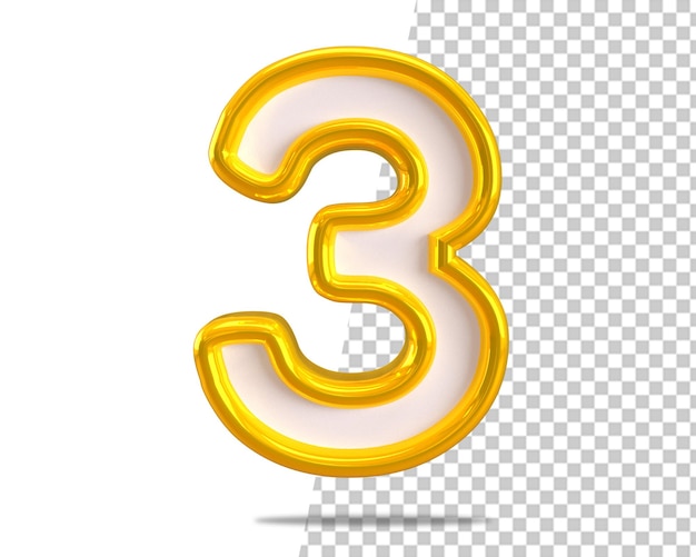 Numéro 3 Or Trois Texte Logo 3d