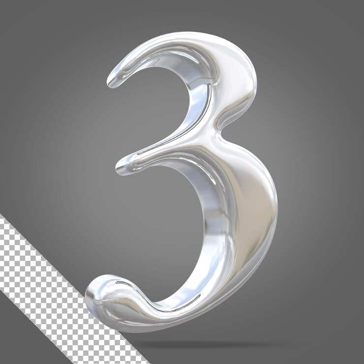 PSD número 3 plata estilos 3d