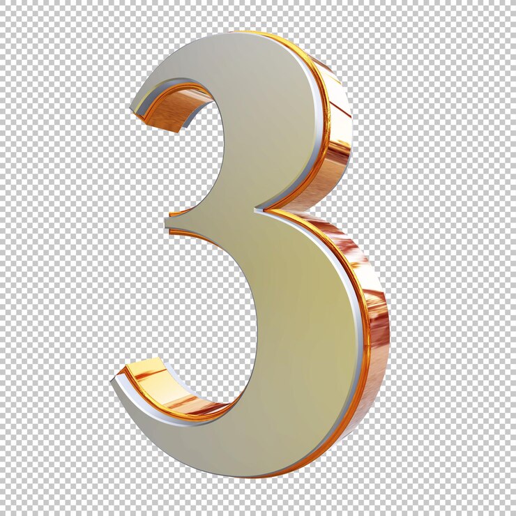 Número 3 renderização em 3D