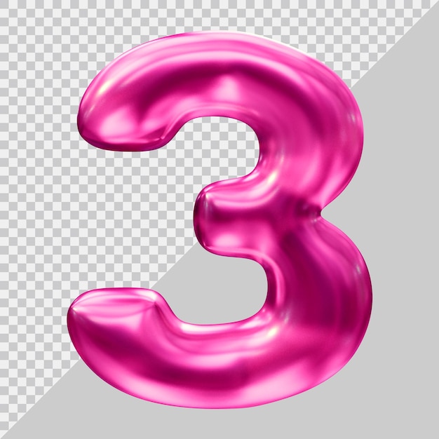 Numéro 3 avec un style moderne 3d