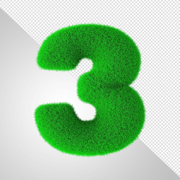 Un número 3 verde con un fondo blanco.