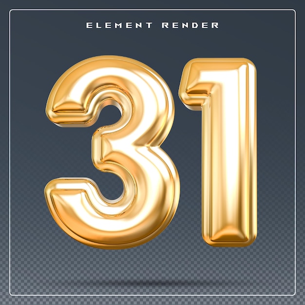 El número 31 de oro en 3D