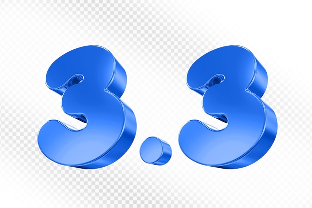 Número 33 azul en 3D