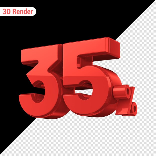Número 35 Render vermelho 3D