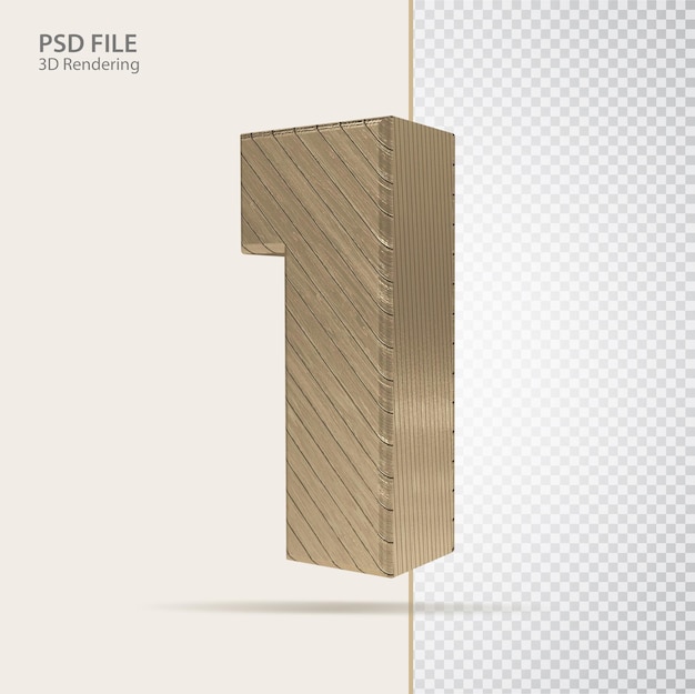 Numéro 3D 1 avec style de luxe doré