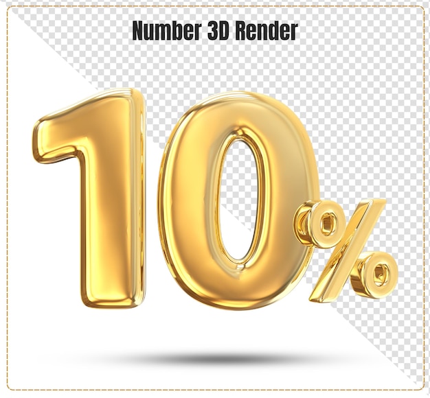 Número 3d 10 por ciento de oro