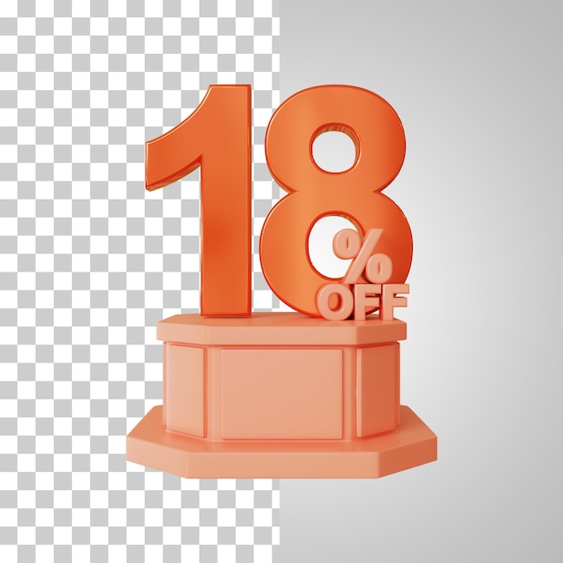 Número 3d 18 por ciento en la representación 3d del podio