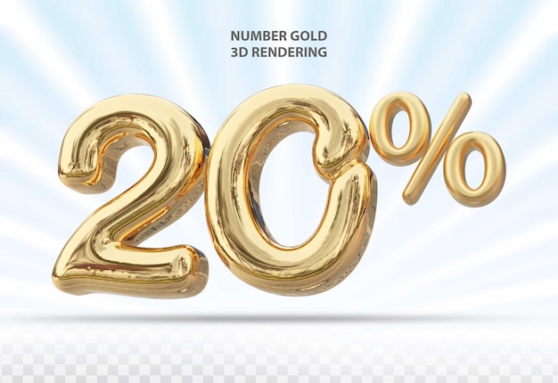 Numéro 3d 20 Pour Cent D'or