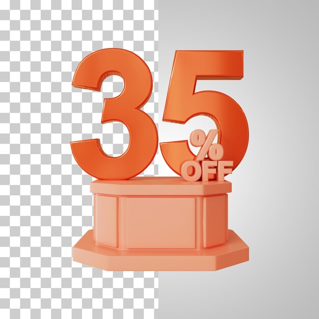 Número 3d 35 por ciento en la representación 3d del podio