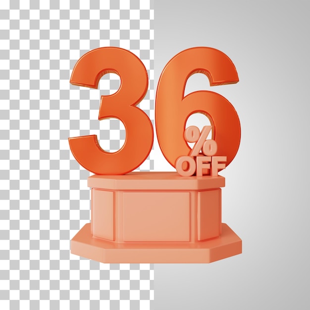 Numero 3d 36 percento sul podio Rendering 3d