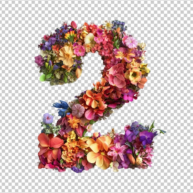 Un numéro 3D 39239 fabriqué à partir de fleurs colorées placées sur un fond blanc