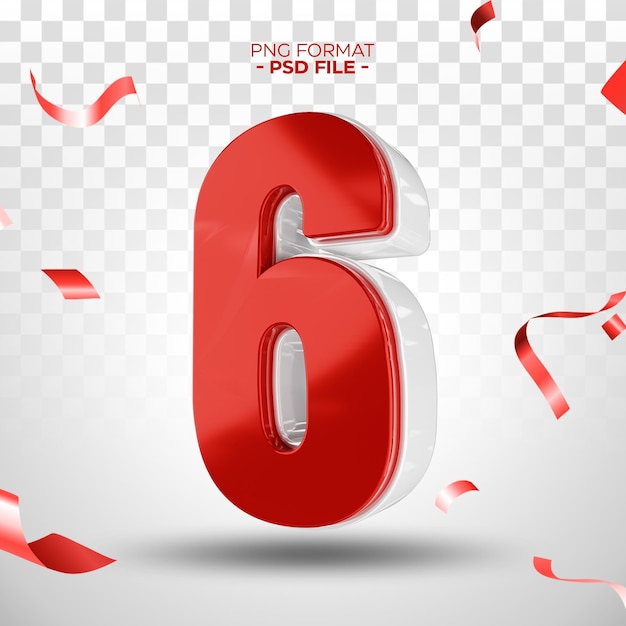 Número 3D 4 blanco con rojo