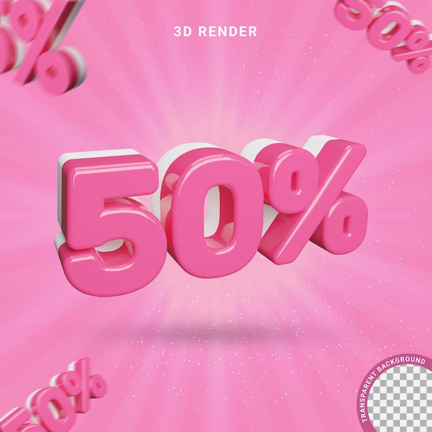 Numéro 3d 50 % Effet De Texte Moderne De Couleur Rose