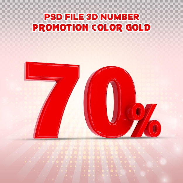 Numéro 3D 70 % Promotion ou remise Style Couleur rouge