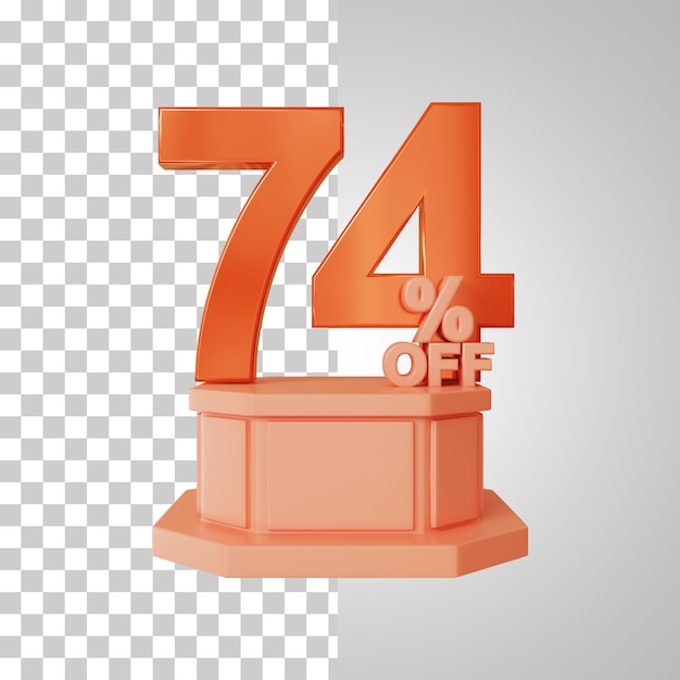 Número 3d 74 por ciento en la representación 3d del podio