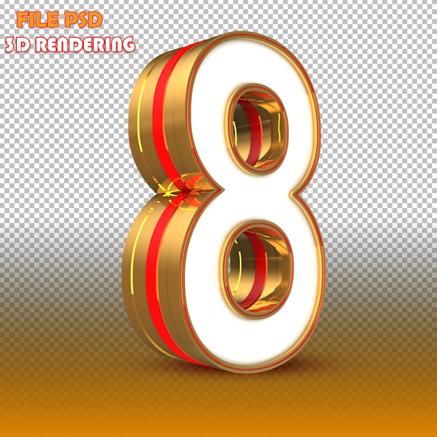 Numéro 3D 8 Or
