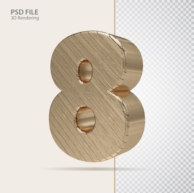 Numéro 3d 8 Avec Style De Luxe Doré