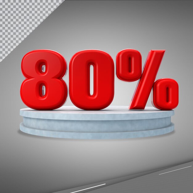 Numero 3D 80 percento sul podio per promozione o sconto