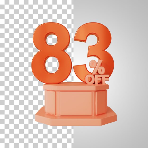 Número 3d 83 por cento na renderização 3d do pódio