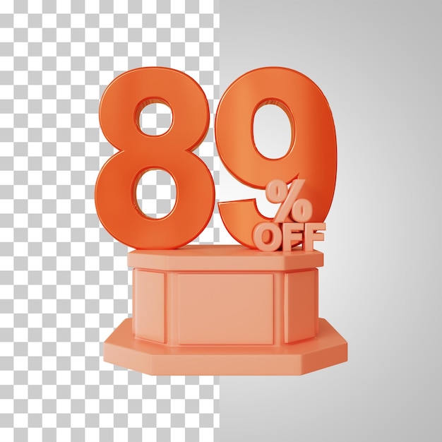 Número 3d 89 por ciento en la representación 3d del podio