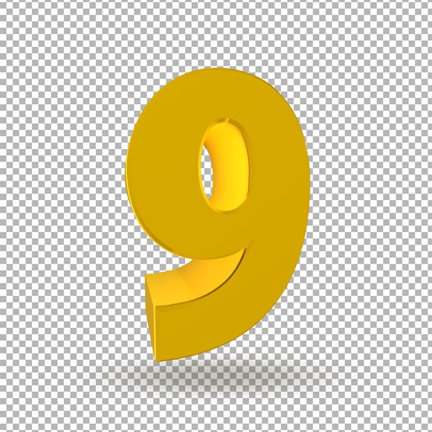 PSD numéro 3d 9 avec style doré