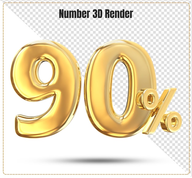 Numero 3d 90 percento d'oro