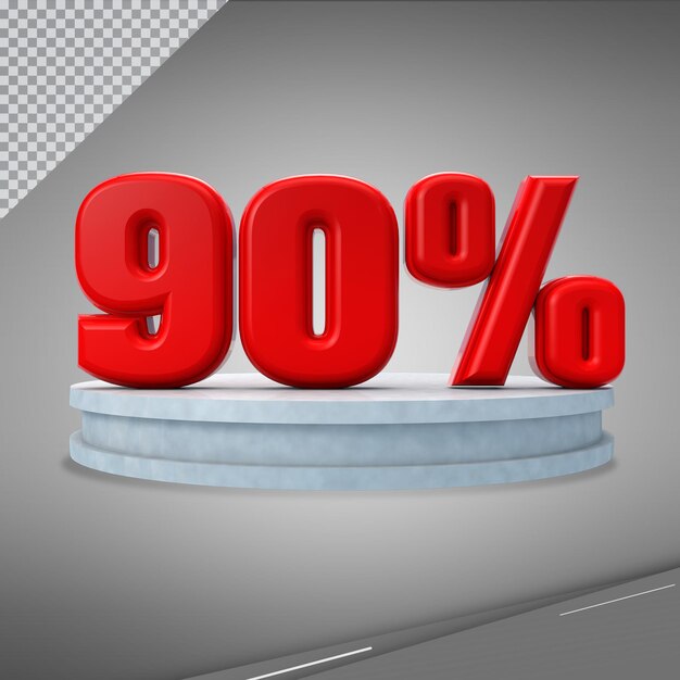 Numero 3D 90 percento sul podio per promozione o sconto