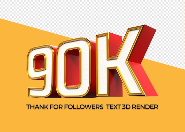 Numéro 3D 90K pour remercier les abonnés remercier likes rabais de vente de prix d'abonné
