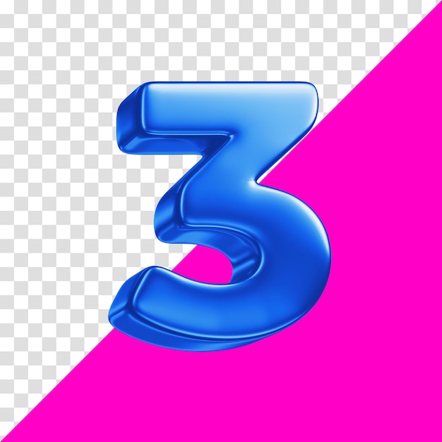 Numero 3D a cuore blu in fondo rosa