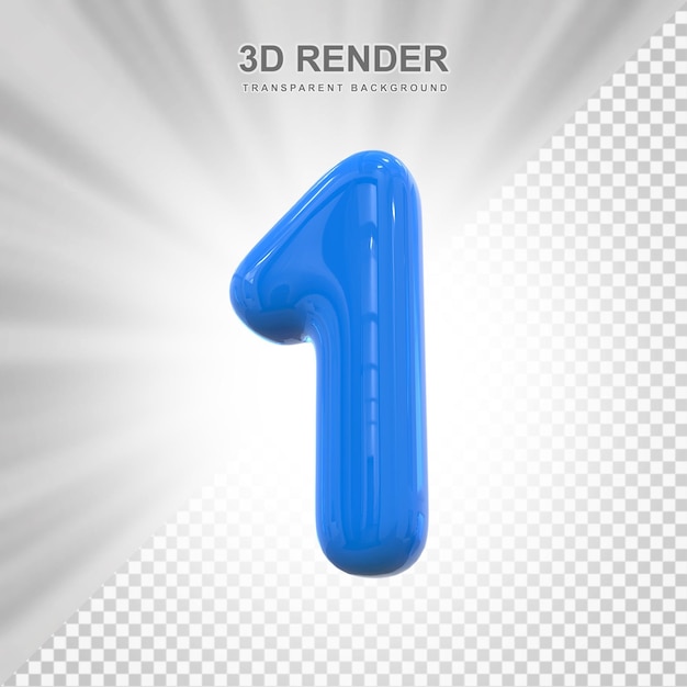 Número 3d azul 1