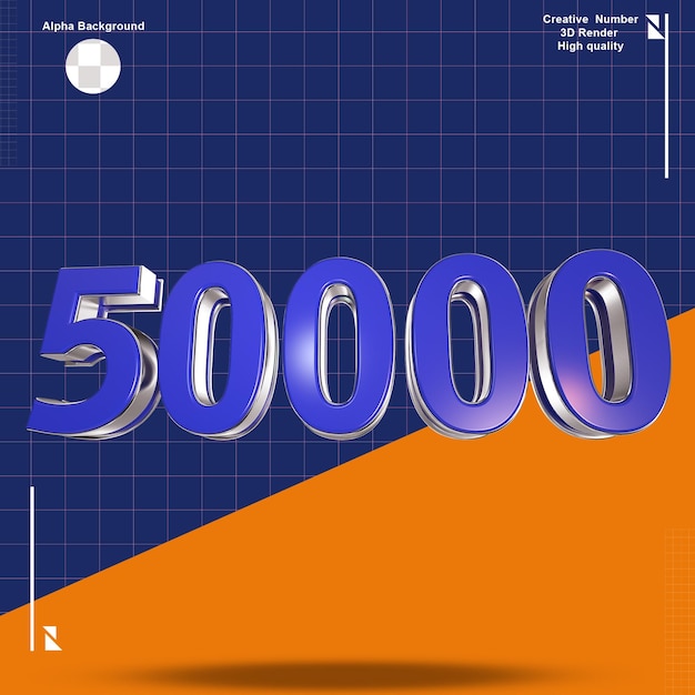 número 3d azul 50k
