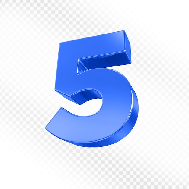 El número 3D azul 5