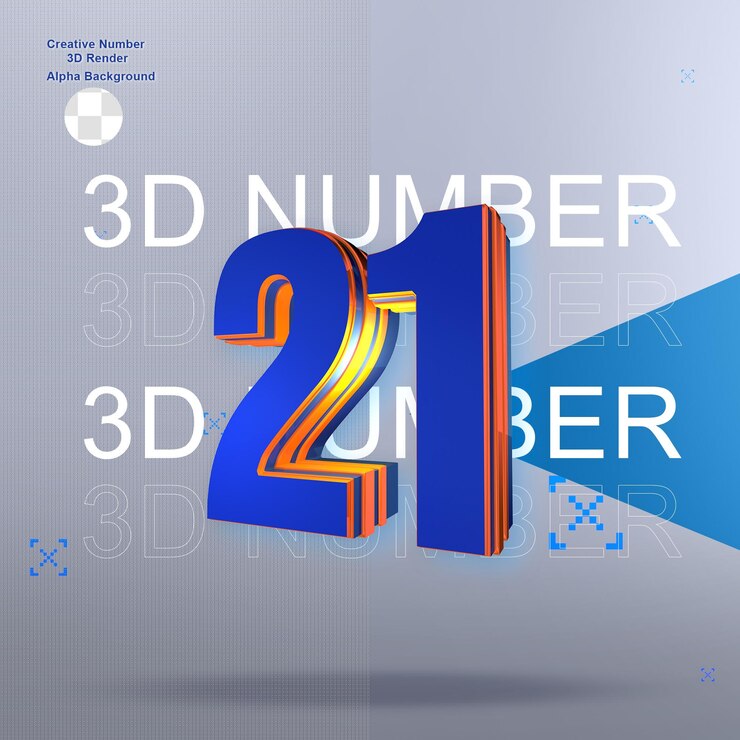 PSD número 3d azul negrita