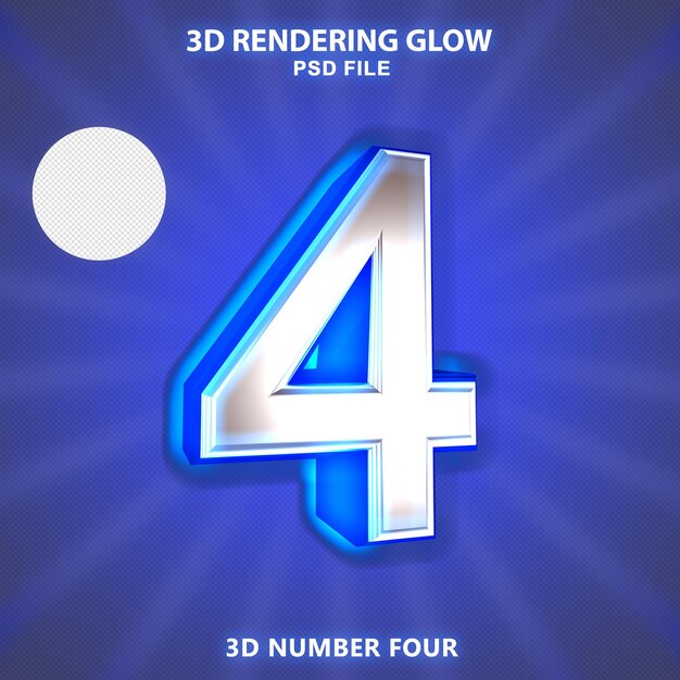 Numero 3D bagliore blu