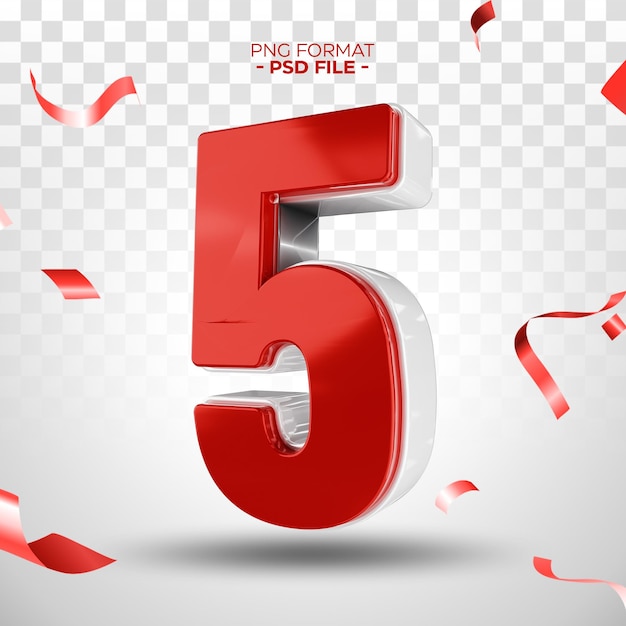 Número 3D blanco con rojo