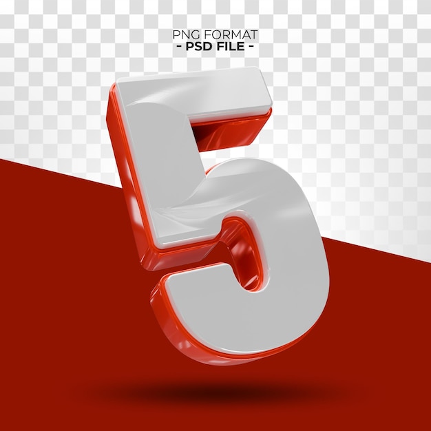 Número 3D blanco con rojo